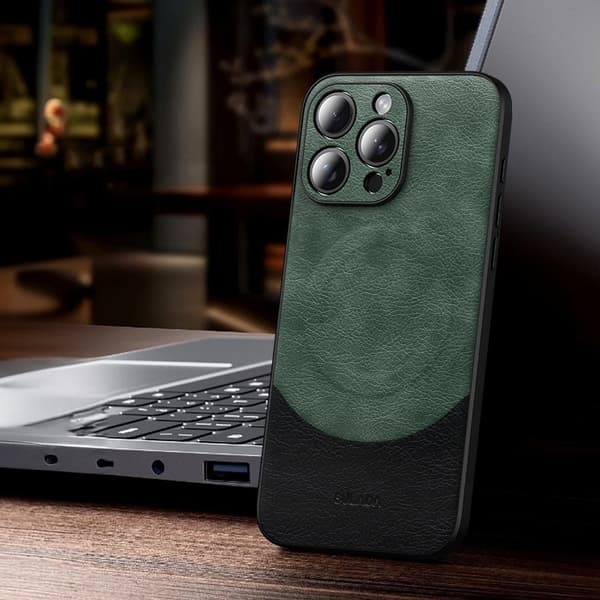 SULADA Magnetic Series Mobilskal till iPhone 15 Pro Max Läder Grön