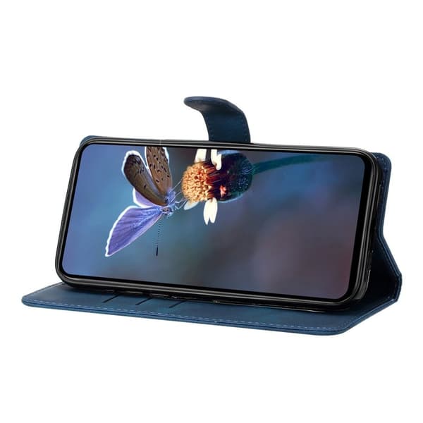 Samsung Galaxy A35 5G Skal Anti-Scratch Imprinted Konstläder - Blå