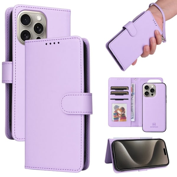 BETOPNICE iPhone 15 Pro Max Plånboksfodral - Avtagbart Konstläder - Lila