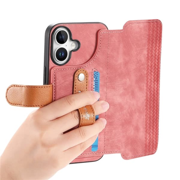 Plånboksfodral För iPhone 17 Armband Kickstand - Rosa Rosa