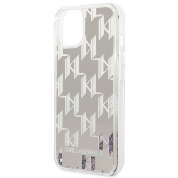 Karl Lagerfeld iPhone 14 Skal Liquid Glitter Monogram - Silver
