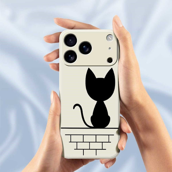 Mobilskal till iPhone 17 Pro Max Black Cat on the Wall - Grön Grön