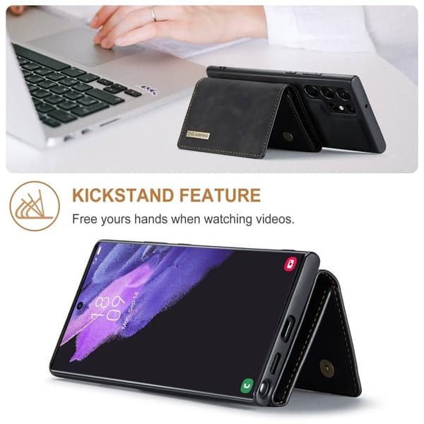 DG.MING M1 Konstläder Plånboksfodral för Samsung Galaxy S23 Ultra - Svart