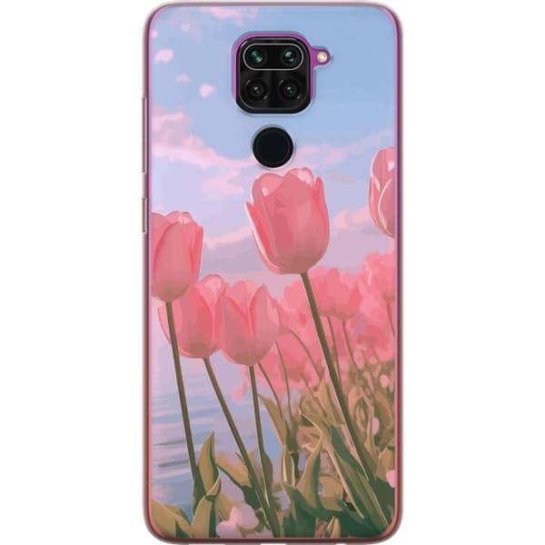 Mobilcover til Xiaomi Redmi Note 9 med lyserøde tulipaner