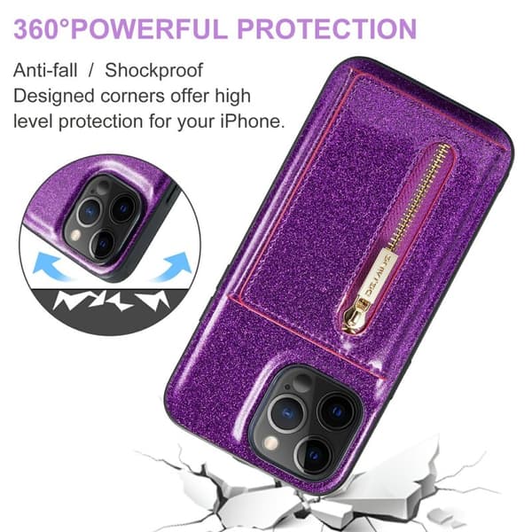 DG.MING M3 Series Mobilskal till iPhone 12 Pro Max Glittery Lila