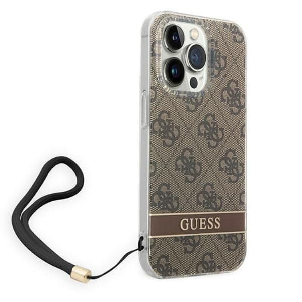 GUESS iPhone 14 Pro Max Skal 4G Print Strap - Ruskea Brun