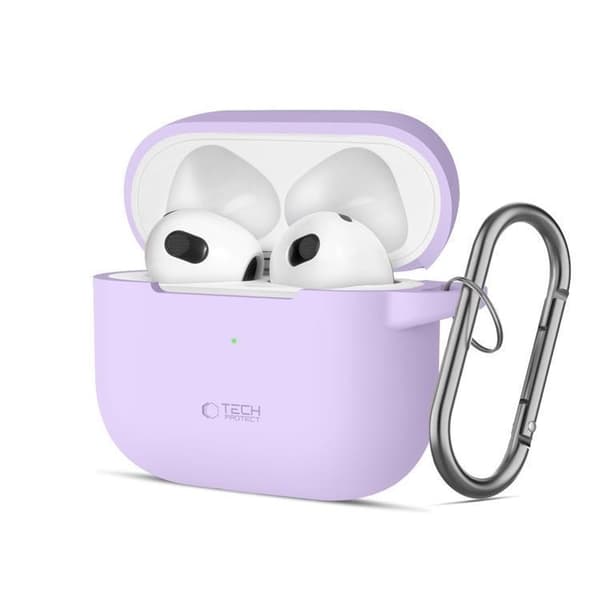 Tech-Protect Apple Airpods 3 Skal Silikon Hook - Lavender Lila