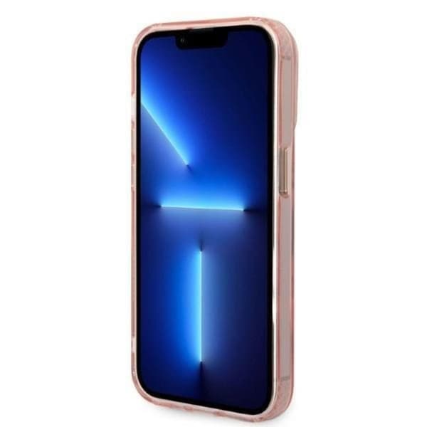 GUESS iPhone 14 Pro Skal MagSafe Gold Outline Translucent - Rosa Rosa
