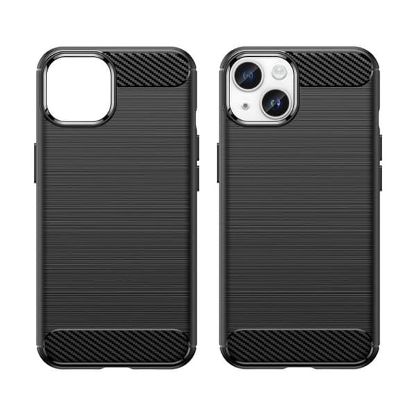 iPhone 14 Plus Skal Carbon Fleksibel Gel - Sort Black
