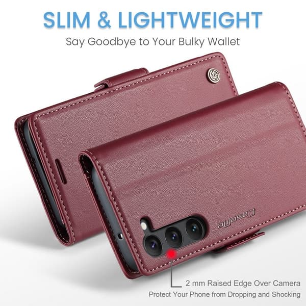 CASEME Plånboksfodral Konstläder till Samsung Galaxy S23+ - Röd