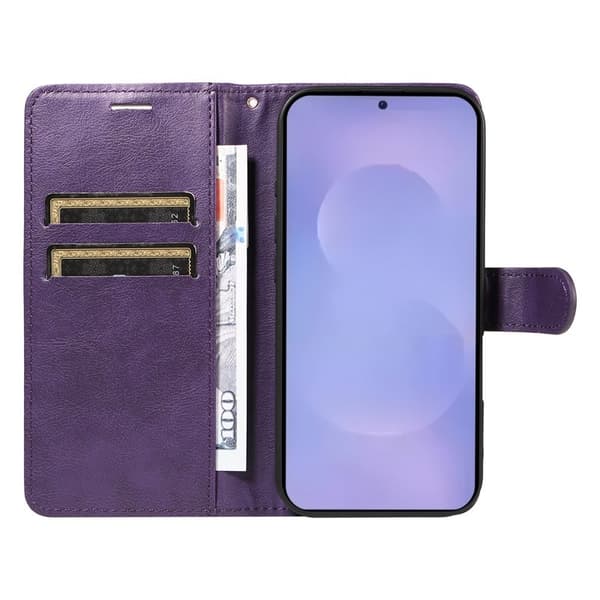 Samsung Galaxy S26 / S26 Pro Plånboksfodral Konstläder Med Rem - Lila