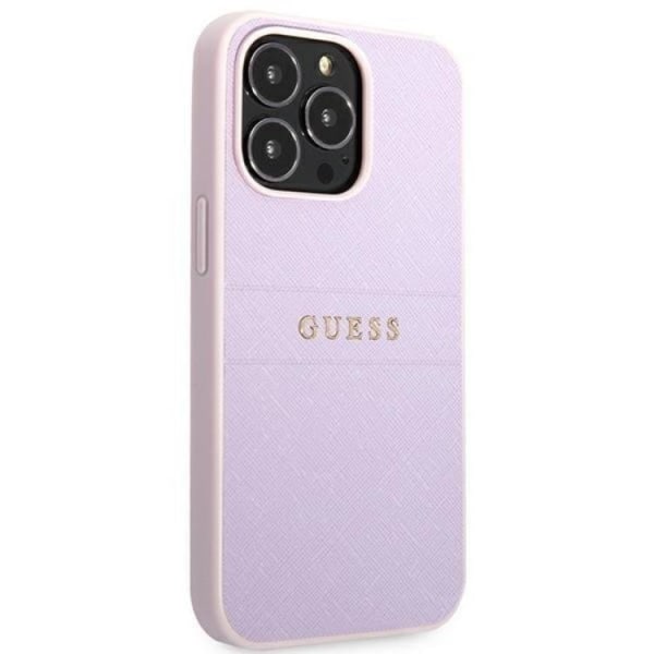 Guess iPhone 13 Pro Cover Saffiano Hot Stamp & Metal Logo - Lilla