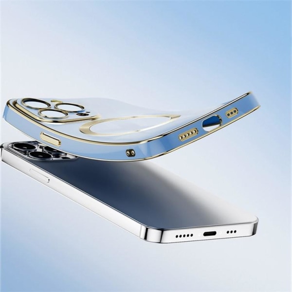 iPhone 14 Pro Max Magsafe Cover Gold Edge - Hvid