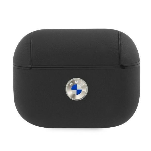 BMW Genuine Leather Silver Logo Cover AirPods Pro - musta Black