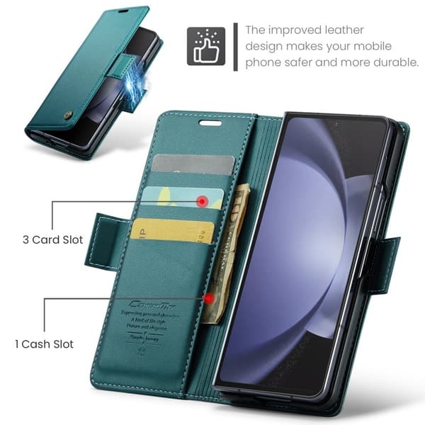 CASEME Plånboksfodral Konstläder för Samsung Galaxy Z Fold6 5G - Grön