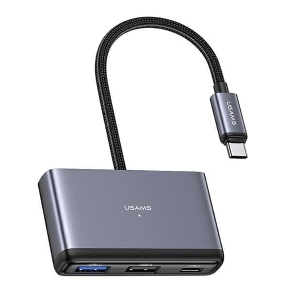 USAMS 4in1 Adapter Hubb USB-C 2xUSB 2.0. USB 3.0 - Grå Grå