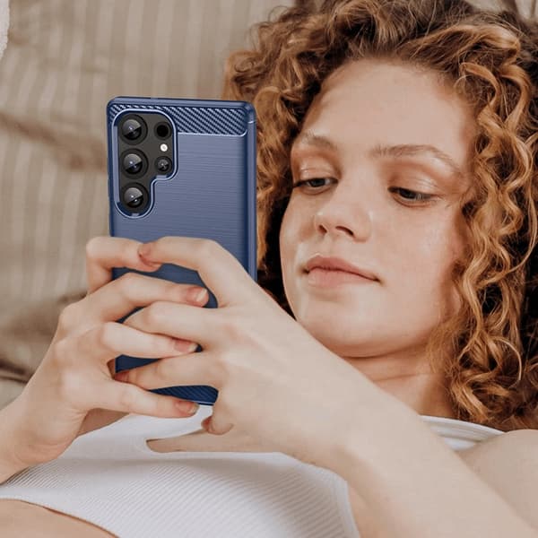 Mobilskal till Galaxy S25 Ultra Carbon Flexible - Blå Blå