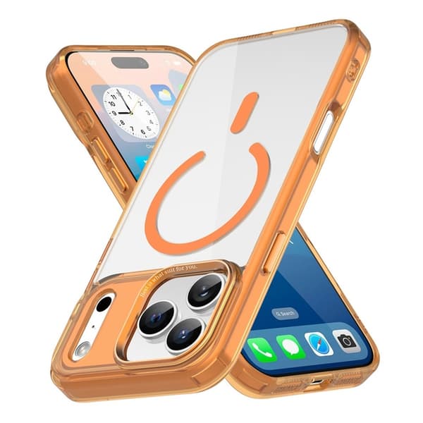 Mobilskal till iPhone 17 Pro MagSafe Transparent TPU+PC - Orange Orange