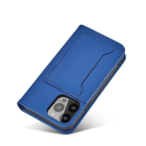 iPhone 13 Pro Magnet Stand Pungetui - Blå Blå