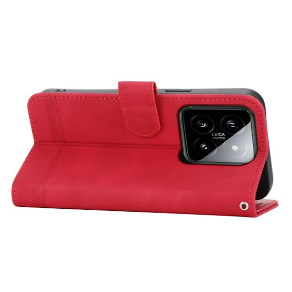 DIERFENG DF-03 för Xiaomi 14 Plånboksfodral Imprinted Konstläder - Röd
