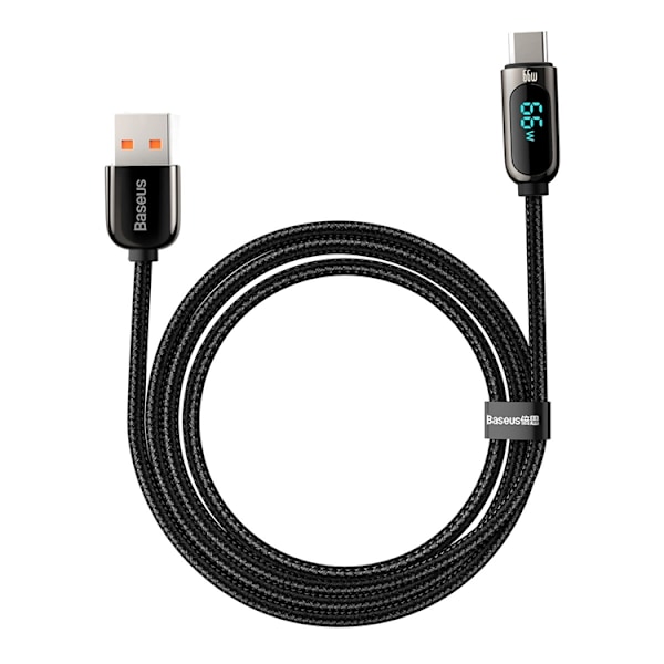 BASEUS USB-C till USB-A kabel 66W 1m Display Snabb Svart