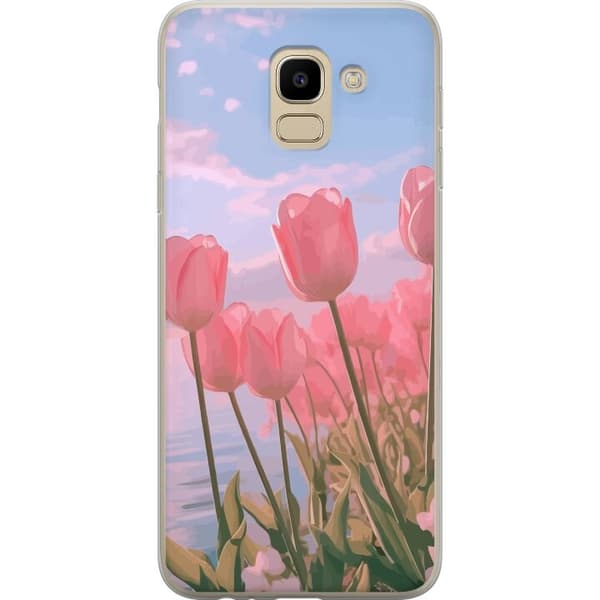 Mobilcover til Samsung Galaxy J6 med Lyserøde Tulipaner