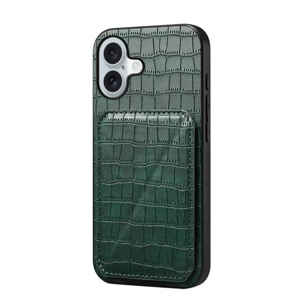 Mobilskal till iPhone 17 Korthållare Crocodile Textured - Grön Grön