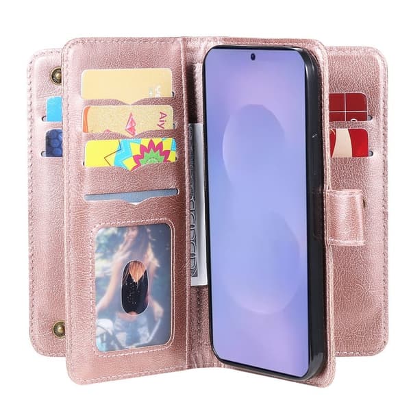 Samsung Galaxy S26 / S26 Pro Plånboksfodral Ställ Konstläder - Roséguld