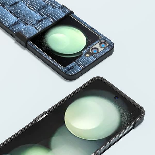 ABEEL Samsung Galaxy Z Flip5 Plånboksfodral Mahjong Textur Blå