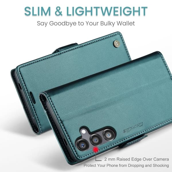 CASEME Plånboksfodral Konstläder för Samsung Galaxy S24 FE - Grön
