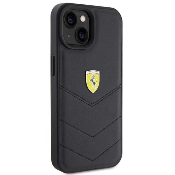 Ferrari iPhone 15 Mobilskal Quilted Metal Logo - Svart