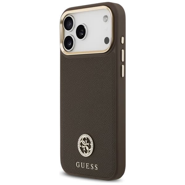 Guess Mobilskal till iPhone 17 Pro Magsafe Grained Strass Logo - Brun Brun
