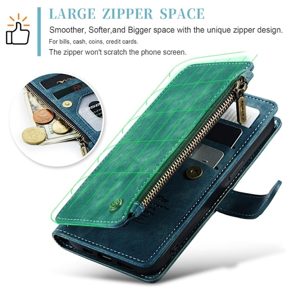 CASEME iPhone 15 Pro Max Plånboksfodral C30 Zipper - Blå