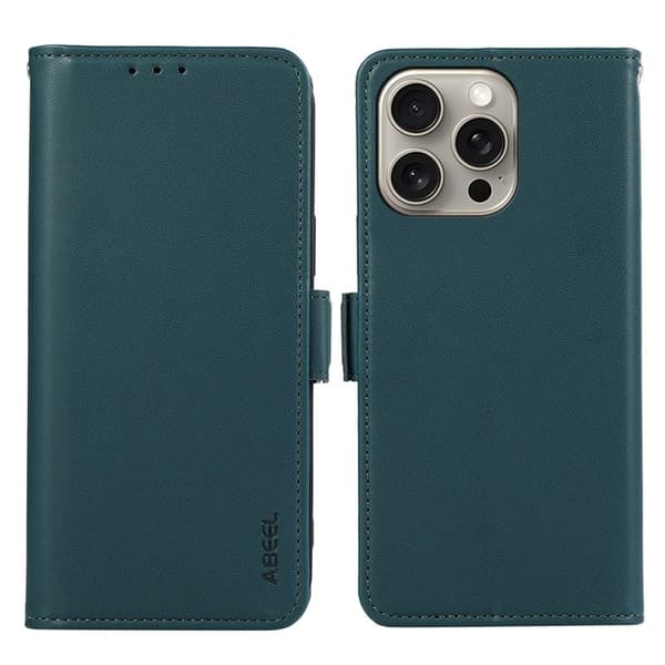 ABEEL iPhone 12 / 12 Pro Plånboksfodral RFID-Skydd Konstläder - Grön