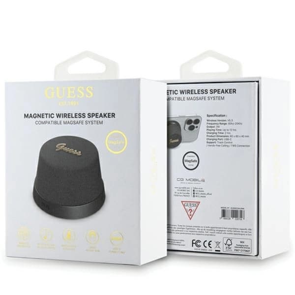 Guess Bluetooth-højttaler Magnetic Script Metal - Sort Black