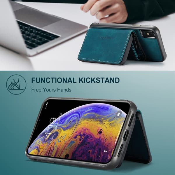 JEEHOOD Mobilskal till iPhone XS Max Detachable Zipper Wallet Blå