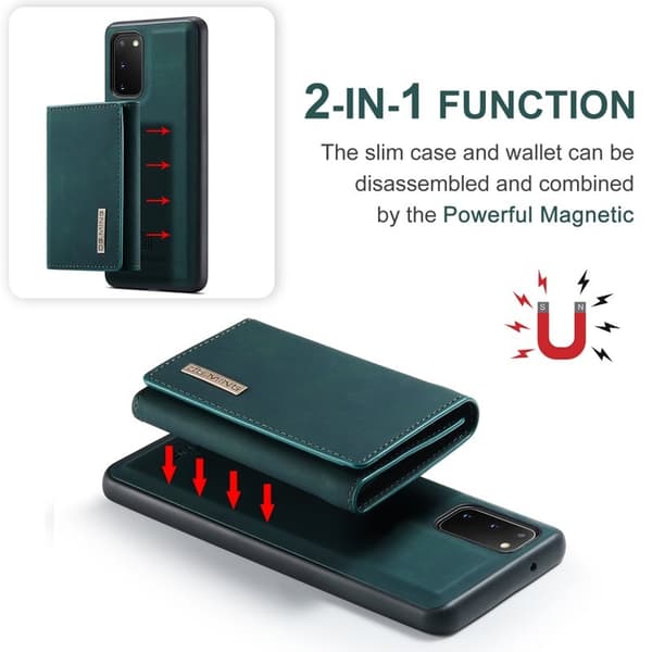 DG.MING 2-in-1 Plånboksfodral med Magnet för Samsung S20 - Grön