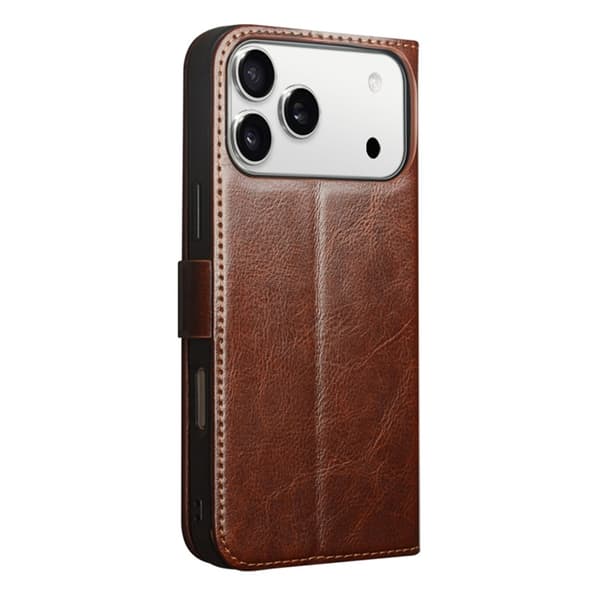 QIALINO iPhone 17 Pro Plånboksfodral Äkta Läder - Brun Brun