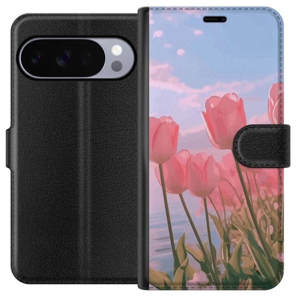 Plånboksfodral till Google Pixel 10 Pro XL med Rosa Tulpaner