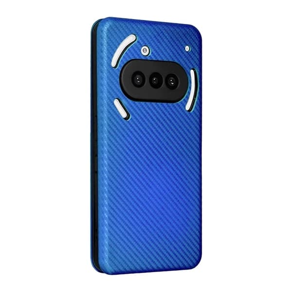 Nothing Phone (3a) Plånboksfodral Konstläder Carbon Fiber - Blå
