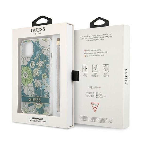 Guess iPhone 13 Skal Flower Strap - Grön