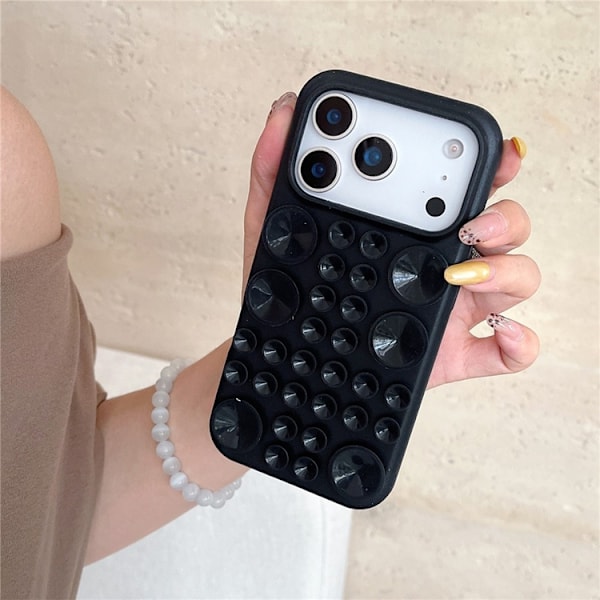 Mobilskal till iPhone 17 Pro Max Sugkopp Silikon med Tygfoder Svart