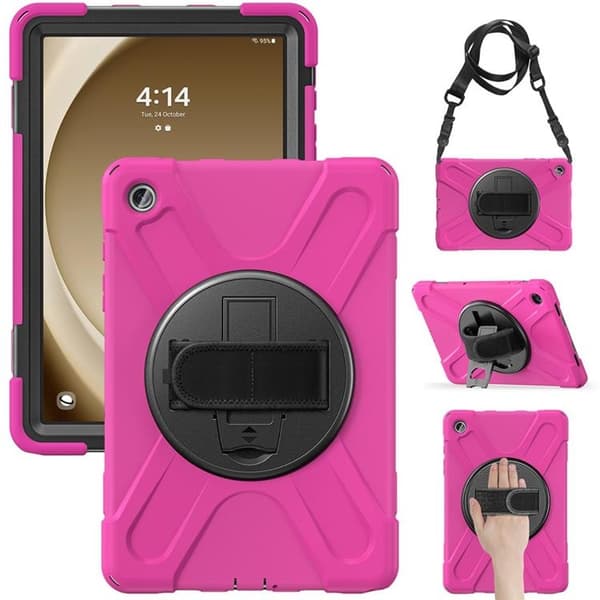 Mobilskal till Galaxy Tab A9 Plus Kickstand Handrem Med Axelrem Rosé