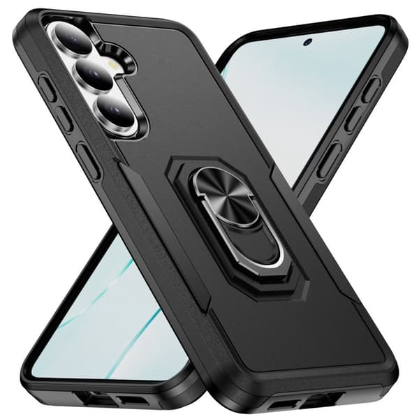 Mobilskal för Samsung Galaxy S26 Plus Militärklass Ring Kickstand Plast - Svart