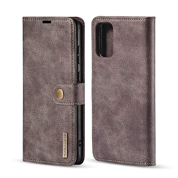 DG.MING Detachable 2-in-1 Plånboksfodral Äkta Läder för Samsung Galaxy S20 - Grå