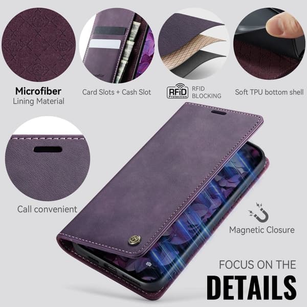 CASEME 033 Mobilskal till iPhone 11 Pro Max RFID Blocker Läder Lila