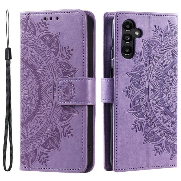 Galaxy A24 4G Pungeetui Imprinted Mandala Flower - Lilla