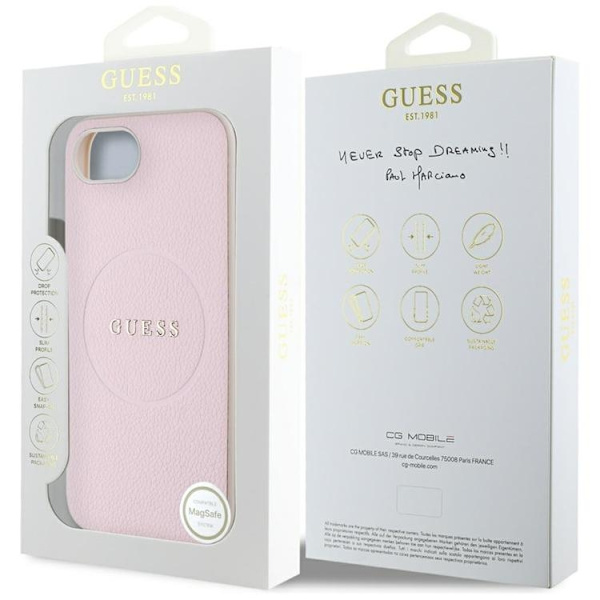 Guess Mobilskal till iPhone 16e MagSafe Grained Ring - Rosa Rosa