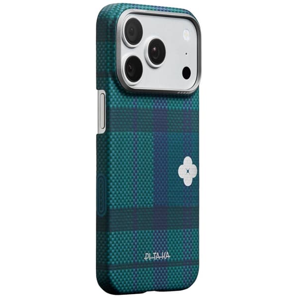 PITAKA Mobilskal För iPhone 17 Pro Magsafe Flora in Grid Edge - Forest Dawn Blå