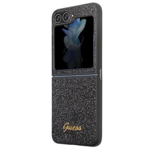 Guess Galaxy Z Flip 5 Mobilskal Glitter Script - Sort Black
